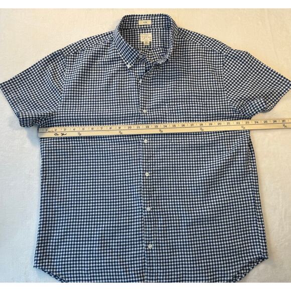 J Crew Mens Navy White Shirt Sleeve Oxford Button Up Slim Fit XL - Picture 7 of 9